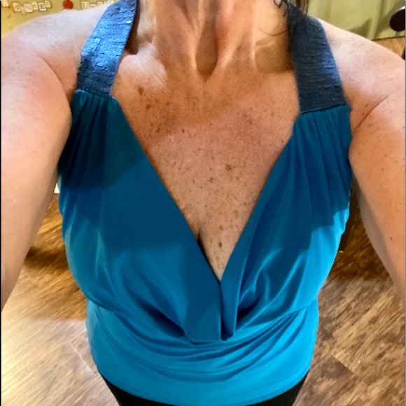 Turquoise With Sequence straps women’s top - Picture 1 of 10